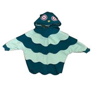 Cat & Jack teal and turquoise owl coat with hood